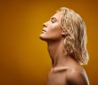 topless woman with blonde hair