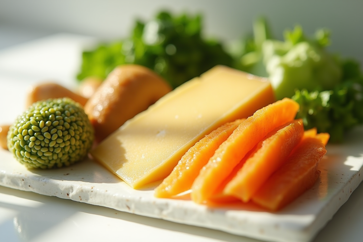 Aliments riches en vitamine K2 comme fromages et légumes verts