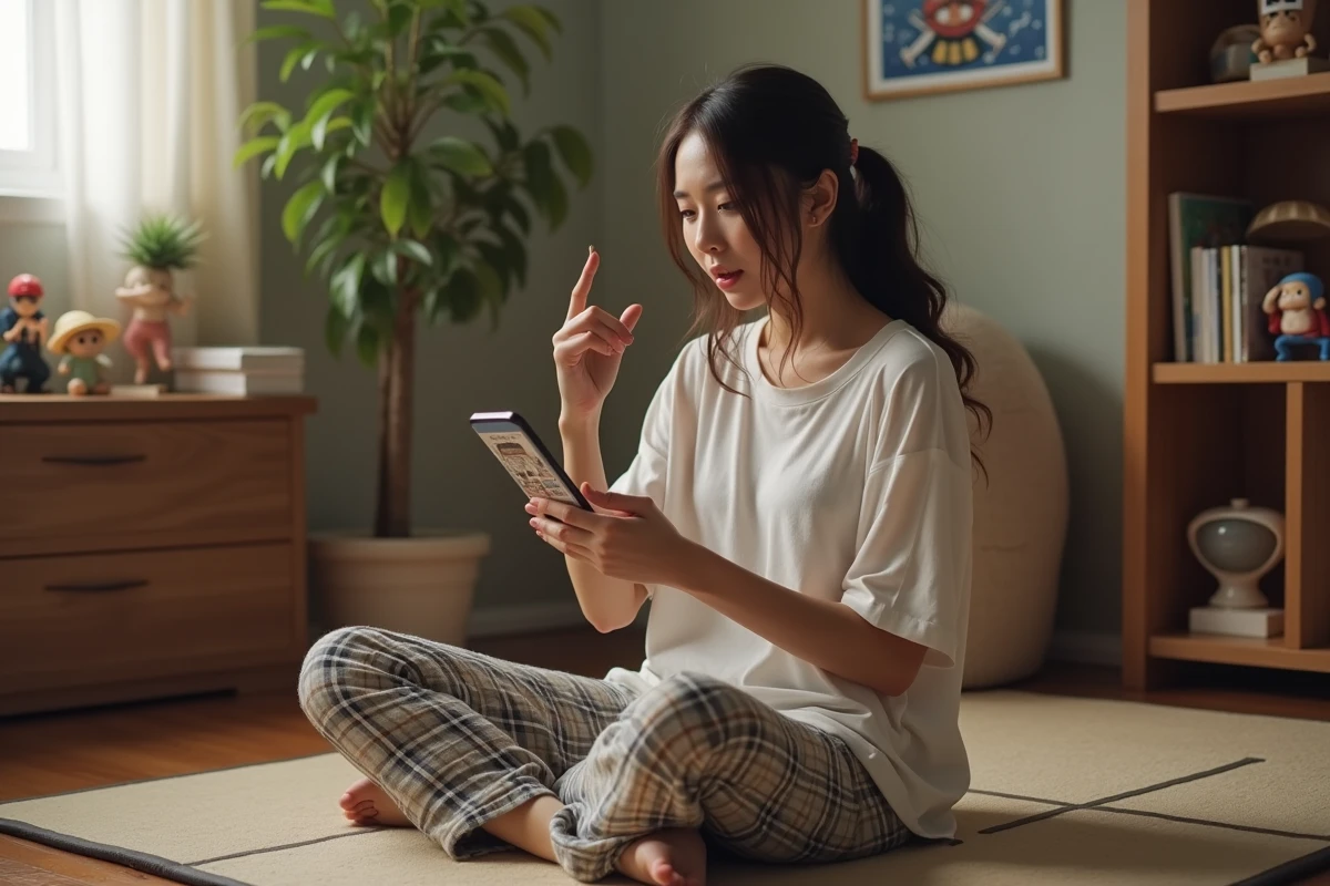 Jeune femme fan de One Piece stupéfaite par les révélations du scan du chapitre 1155