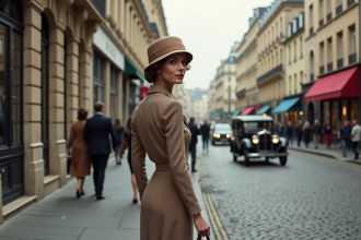 Femme élégante dans une rue parisienne années 1930