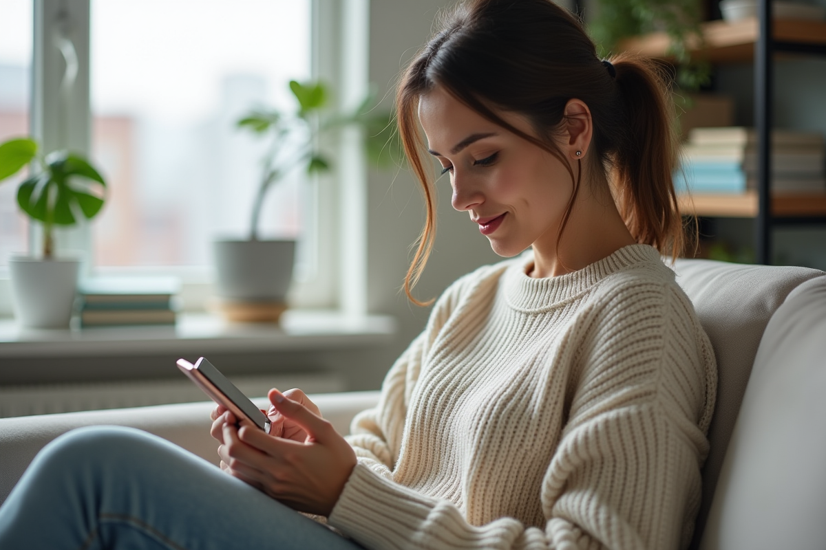 Jeune femme vérifiant ses taux d