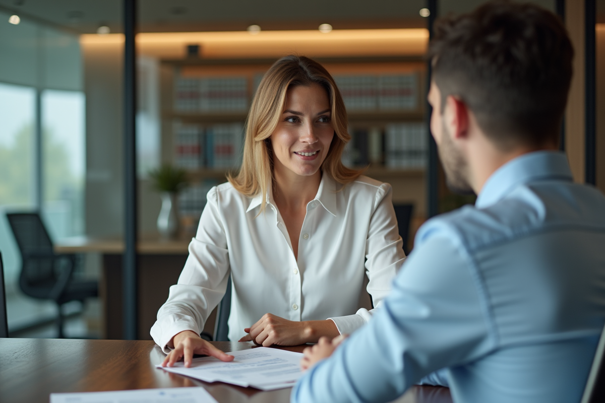 Gestionnaire d actifs discutant avec un collègue en réunion