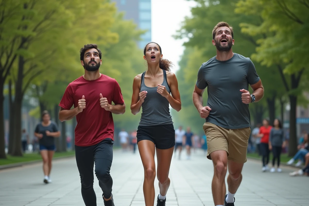 Groupe d adultes en action dans un parc urbain