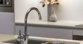 stainless steel faucet turned off