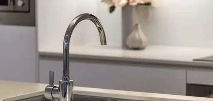stainless steel faucet turned off
