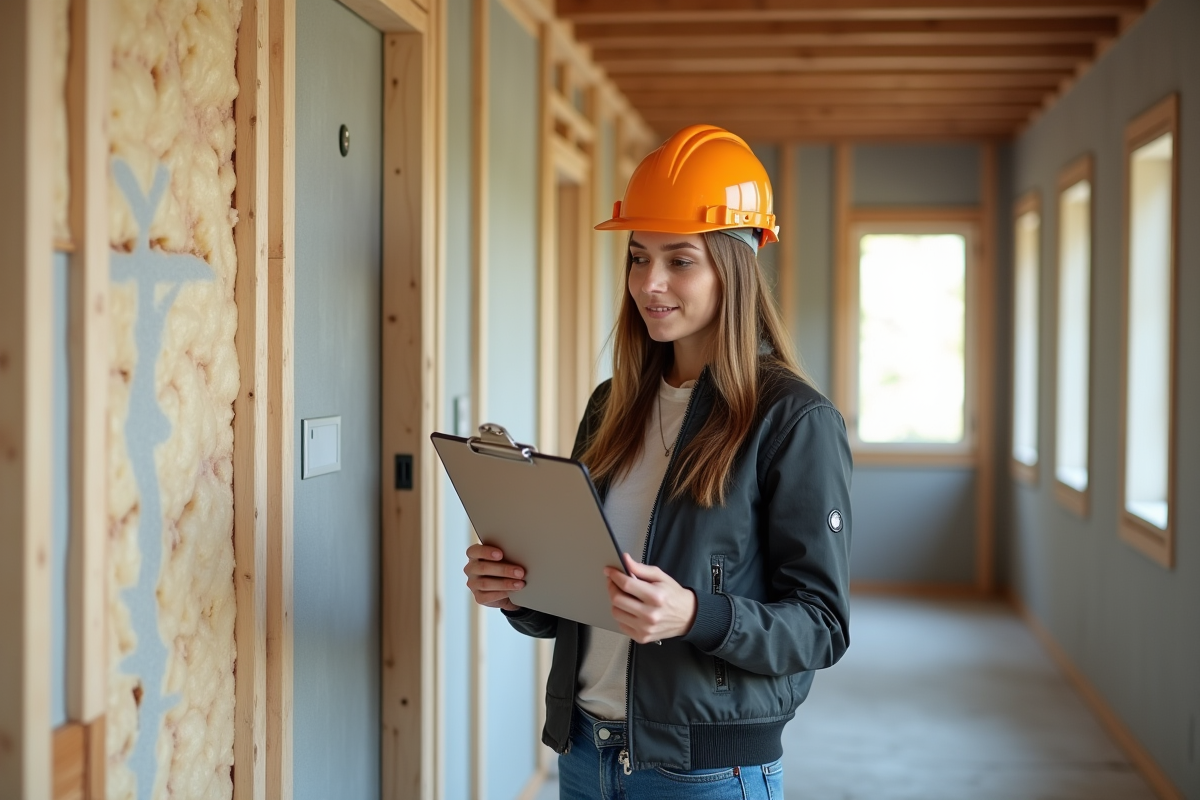 Jeune femme inspectrice vérifiant l