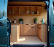Intérieur d'un Peugeot Expert avec espace de travail organisé
