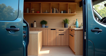 Intérieur d'un Peugeot Expert avec espace de travail organisé