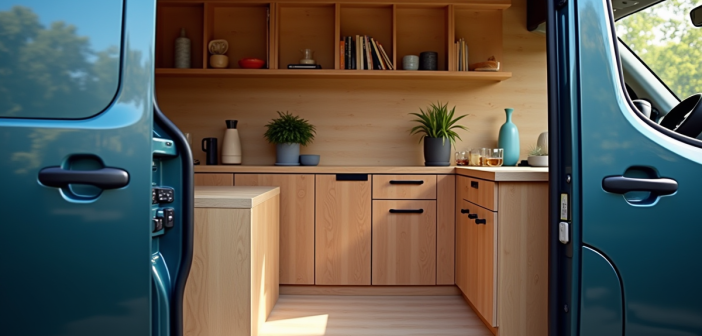Intérieur d'un Peugeot Expert avec espace de travail organisé