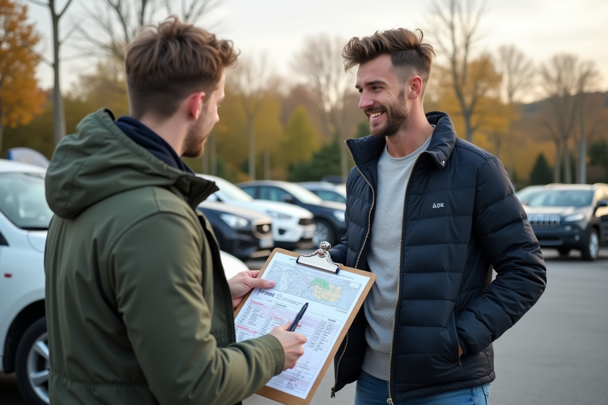 Deux jeunes discutent autour d une carte routière