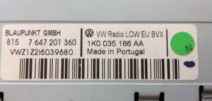 le code d'un autoradio Volkswagen