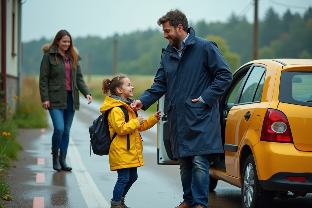 Pere aidant sa fille à l